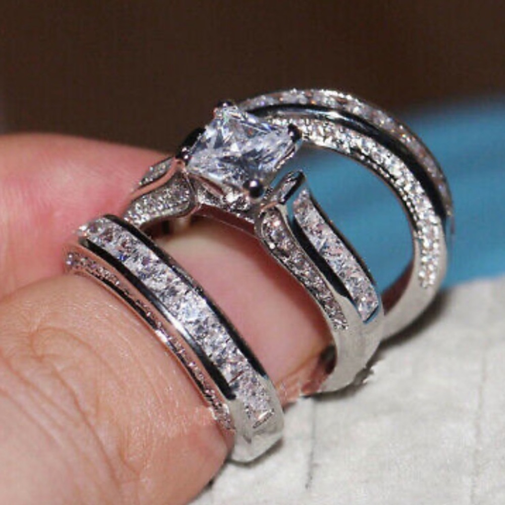 NWT LUXURY 925 STERLING SILVER THREE RINGS SET